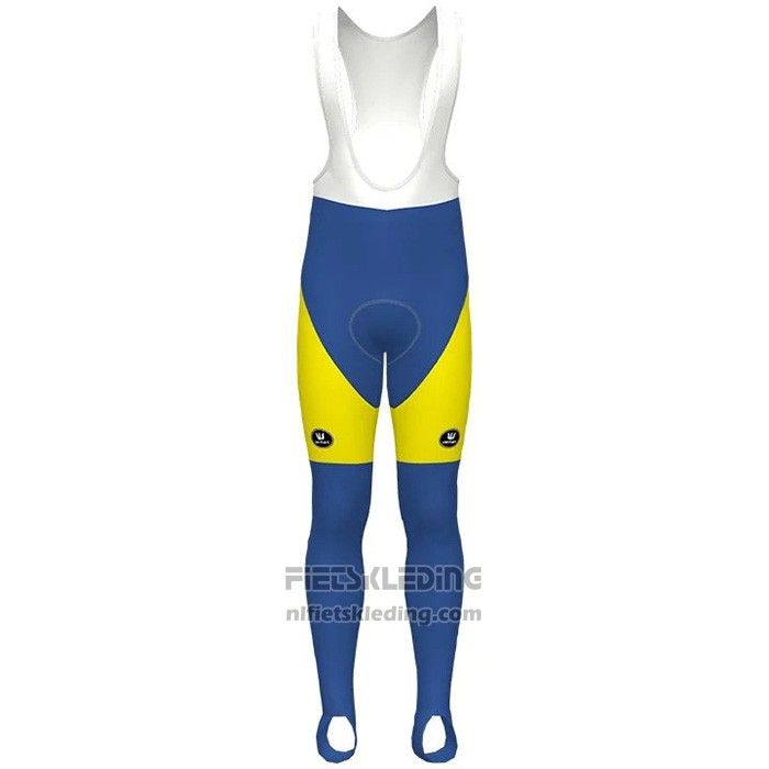 2021 Fietskleding Sport Vlaanderen Baloise Blauw Geel Lange Mouwen en Koersbroek